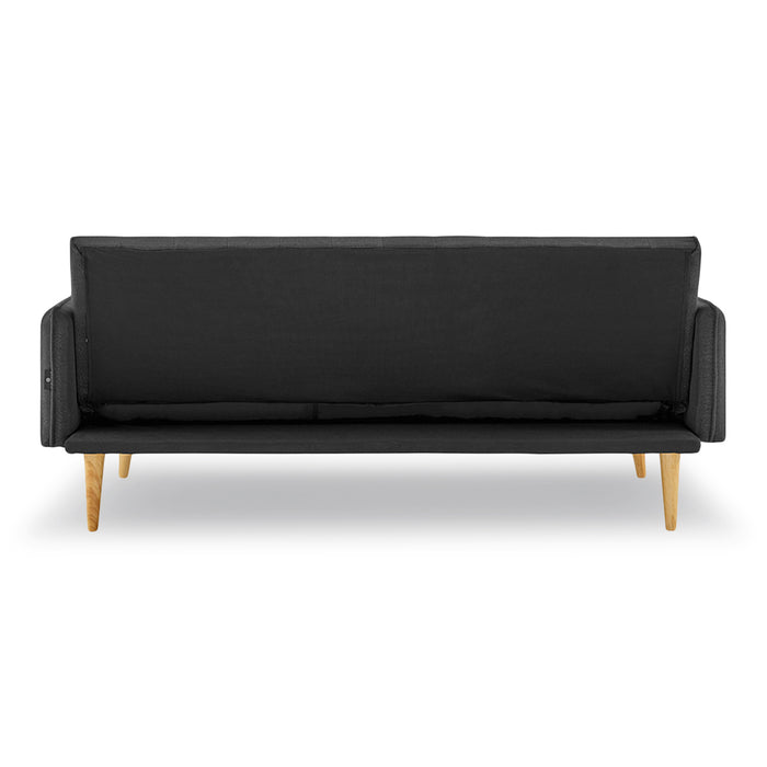 3 Seater Modular Linen Fabric Sofa Bed Couch - Black