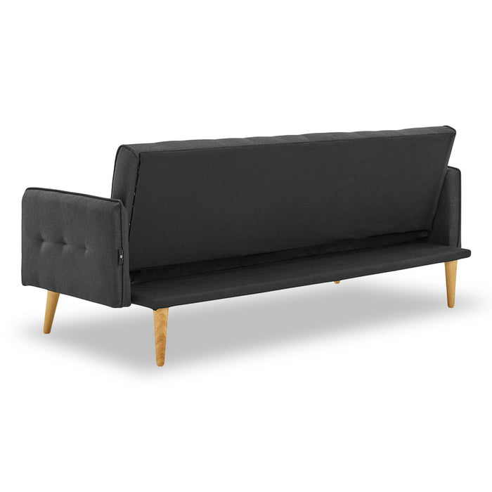 3 Seater Modular Linen Fabric Sofa Bed Couch - Black