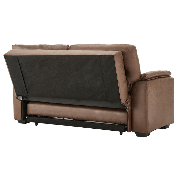 Distressed Fabric Sofa Bed Couch Lounge - Brown