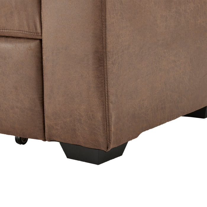 Distressed Fabric Sofa Bed Couch Lounge - Brown