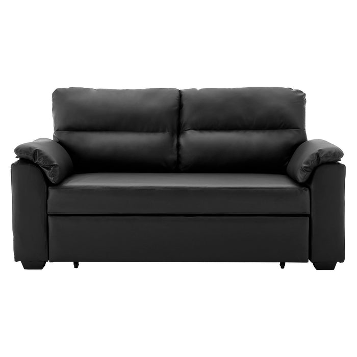 Faux Leather Sofa Bed Couch Lounge - Black