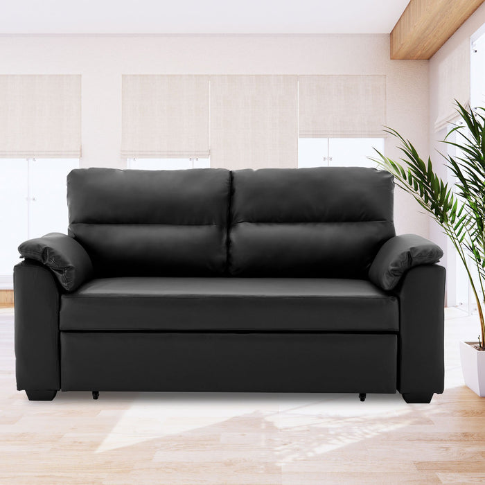 Faux Leather Sofa Bed Couch Lounge - Black