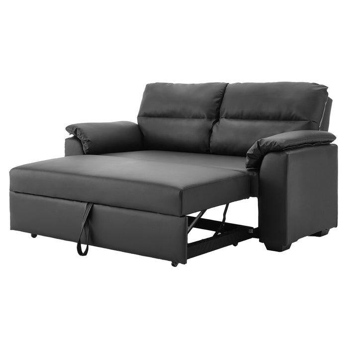 Faux Leather Sofa Bed Couch Lounge - Black