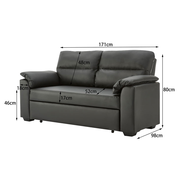 Faux Leather Sofa Bed Couch Lounge - Black