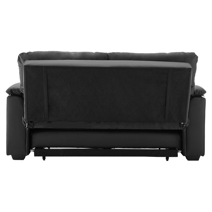 Faux Leather Sofa Bed Couch Lounge - Black