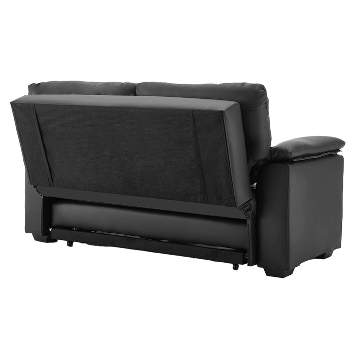 Faux Leather Sofa Bed Couch Lounge - Black