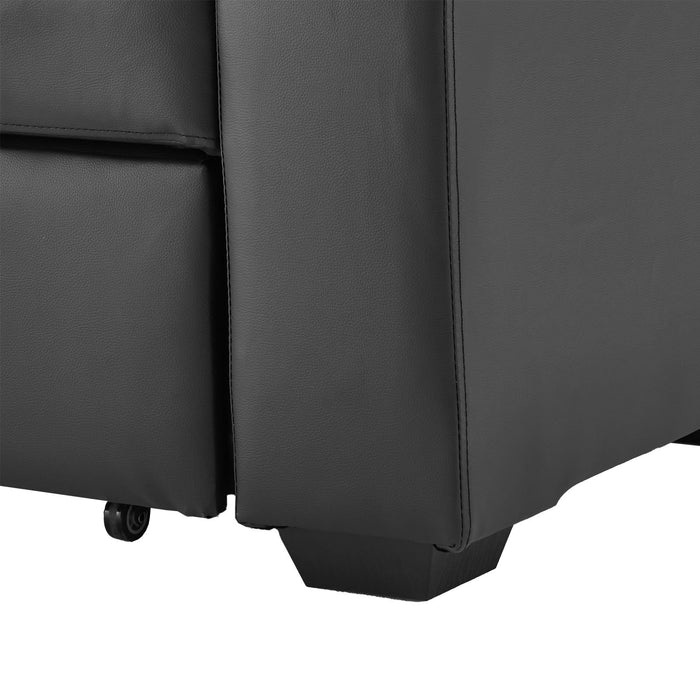 Faux Leather Sofa Bed Couch Lounge - Black