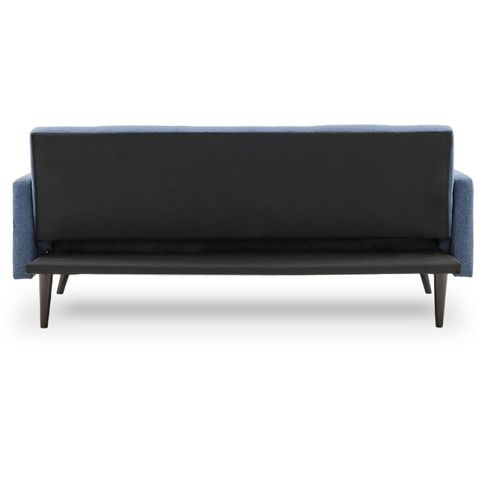 Tufted Faux Linen 3-Seater Sofa Bed with Armrests - Blue