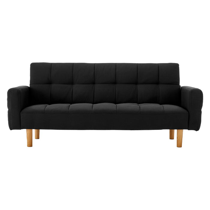 3-Seater Fabric Sofa Bed Futon - Black