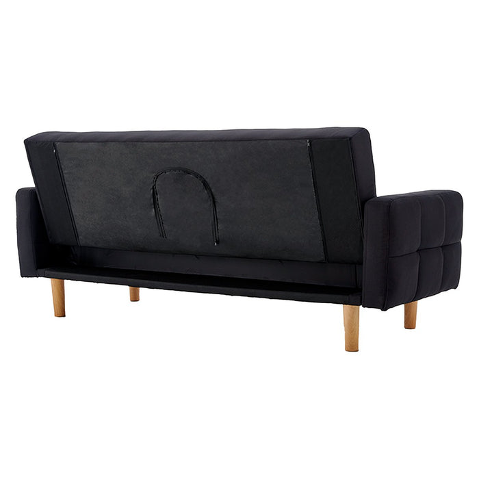 3-Seater Fabric Sofa Bed Futon - Black