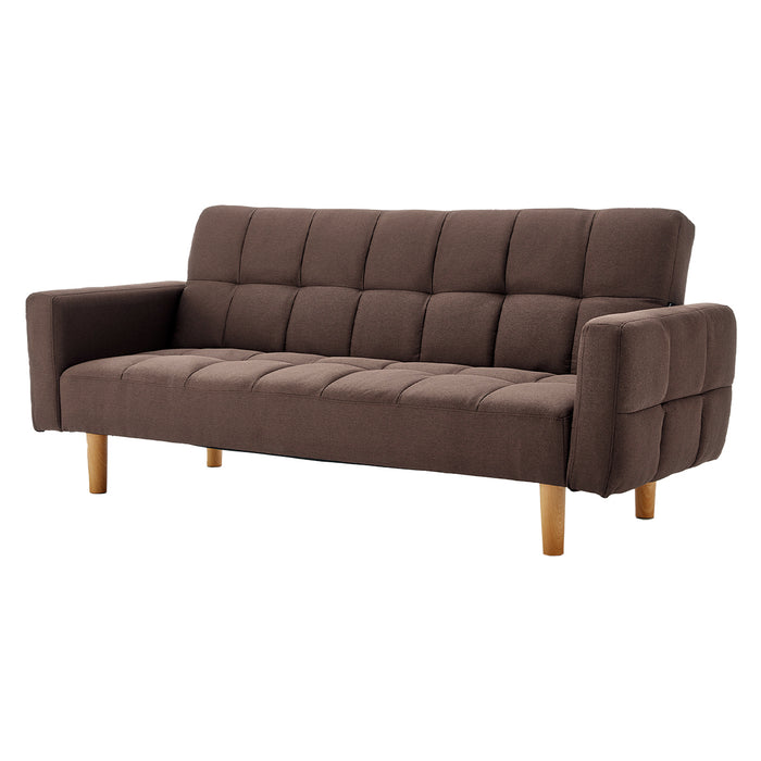 3-Seater Fabric Sofa Bed Futon - Brown