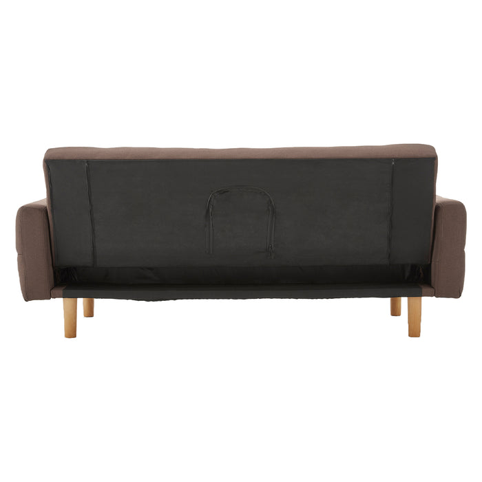 3-Seater Fabric Sofa Bed Futon - Brown