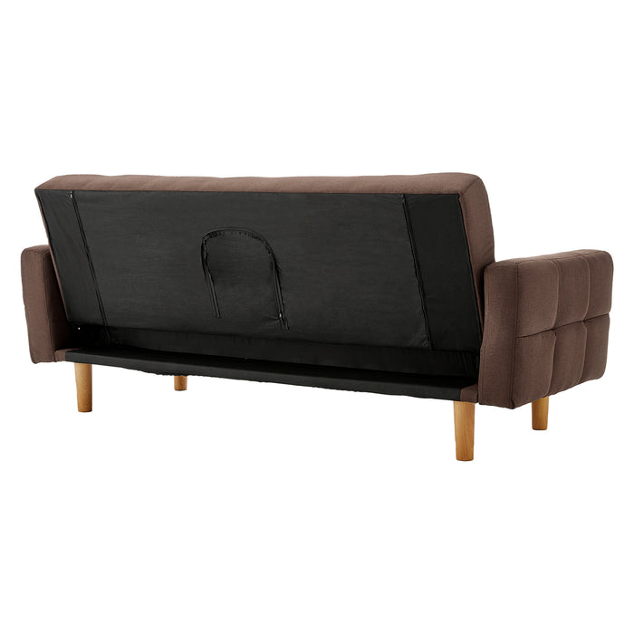 3-Seater Fabric Sofa Bed Futon - Brown