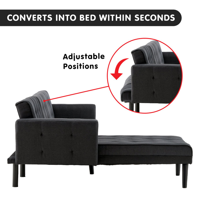 3-Seater Corner Wooden Sofa Bed Lounge Chaise Sofa Black