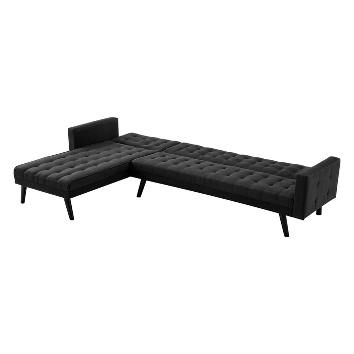 3-Seater Corner Wooden Sofa Bed Lounge Chaise Sofa Black