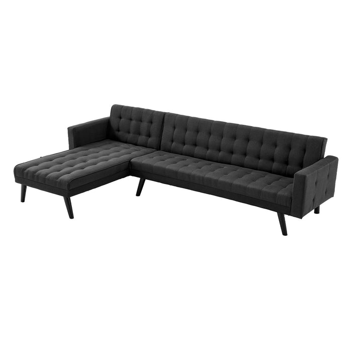 3-Seater Corner Wooden Sofa Bed Lounge Chaise Sofa Black