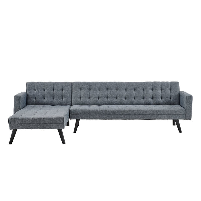 3-Seater Corner Wooden Sofa Bed Lounge Chaise Sofa  Grey