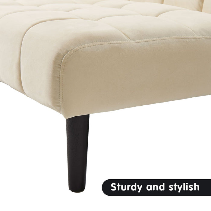 Faux Suede Fabric Sofa Bed Furniture Lounge Seat Beige