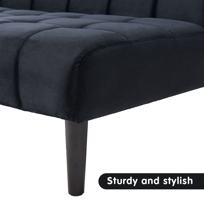 Faux Suede Fabric Sofa Bed Furniture Lounge Seat Black