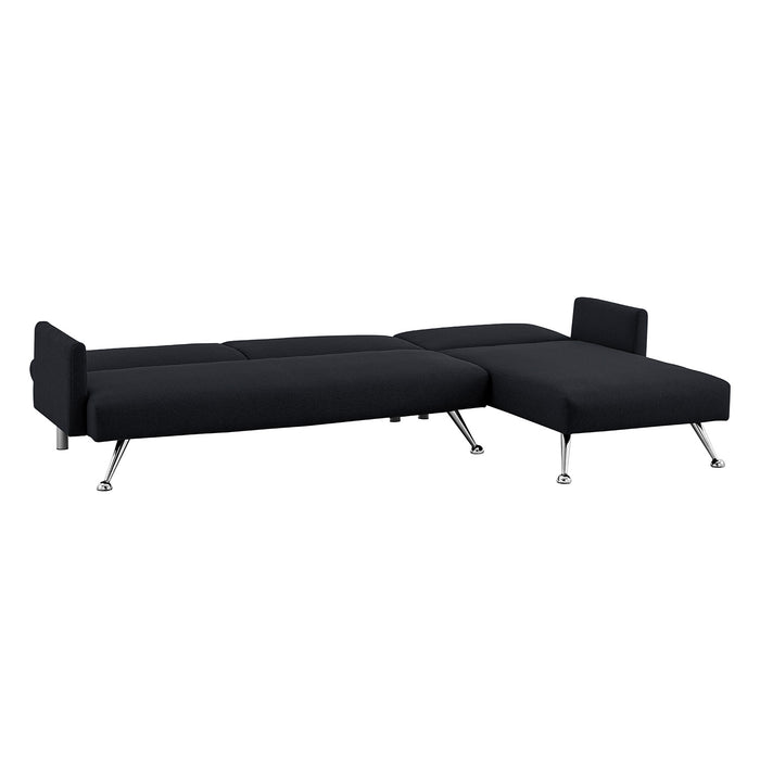 Mia 3-Seater Sofa Bed with Chaise & 3 Pillows - Black