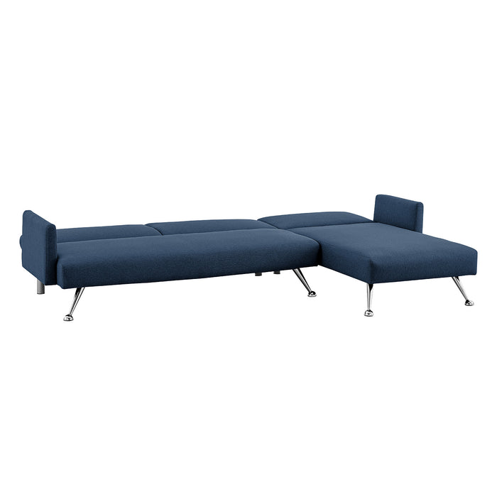 Mia 3-Seater Sofa Bed with Chaise & 3 Pillows - Blue