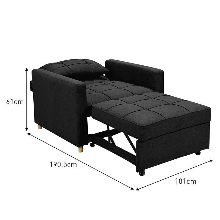 Suri 3-in-1 Convertible Lounge Chair Bed - Black