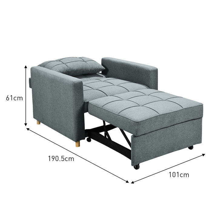 Suri 3-in-1 Convertible Sofa Chair Bed -  Airforce Blue