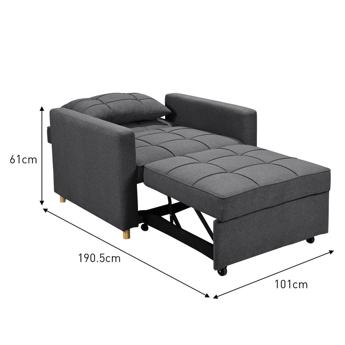 Suri 3-in-1 Convertible Lounge Chair Bed - Dark Grey