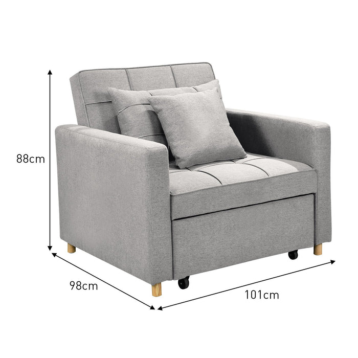 Suri 3-in-1 Convertible Sofa Chair Bed Lounger - Light Grey