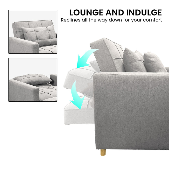 Suri 3-in-1 Convertible Sofa Chair Bed Lounger - Light Grey