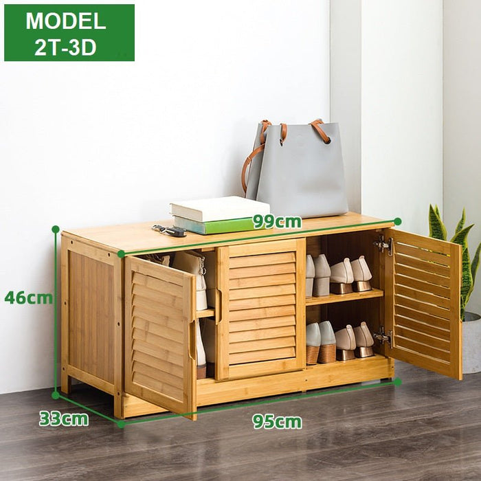 Bamboo Bench Seat Shoe Rack Shoe Bench Storage Bench 132cm