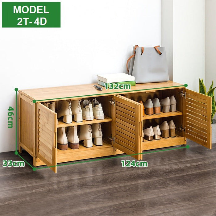 Bamboo Bench Seat Shoe Rack Shoe Bench Storage Bench 99cm