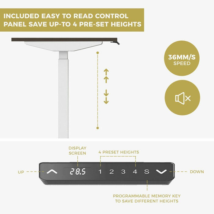 160cm Standing Desk Height Adjustable Sit Stand Motorised White Dual Motors Frame White Top