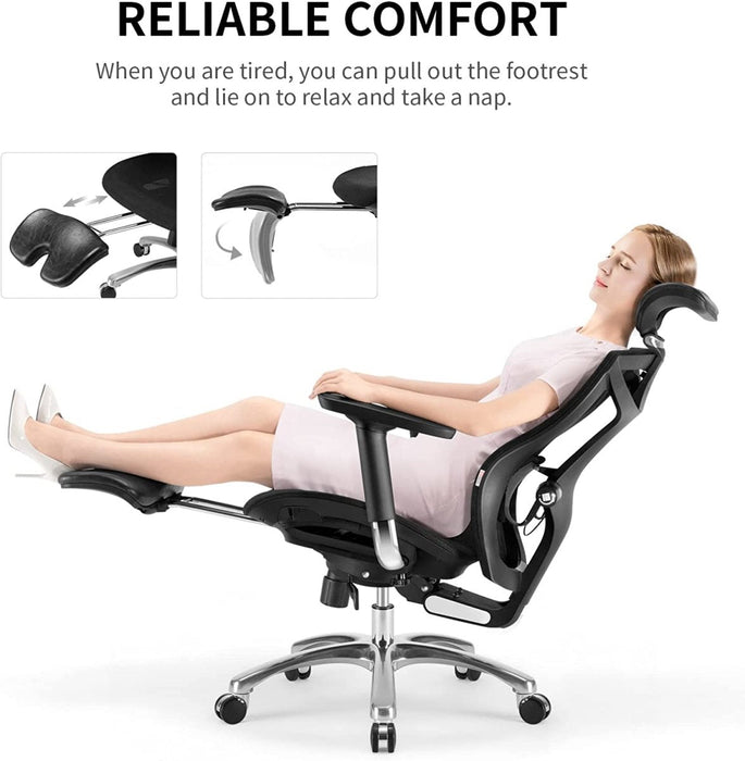 Ergonomic Office Chair V1 4D Adjustable High-Back Breathable With Footrest And Lumbar Support Grey