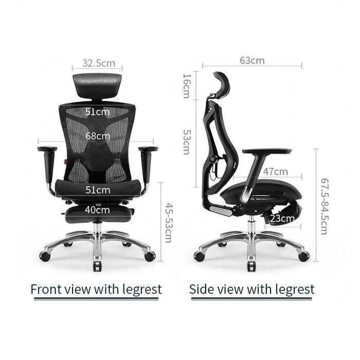 Ergonomic Office Chair V1 4D Adjustable High-Back Breathable With Footrest And Lumbar Support Grey