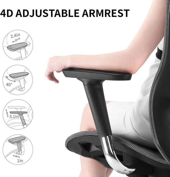 Ergonomic Office Chair V1 4D Adjustable High-Back Breathable With Footrest And Lumbar Support Grey