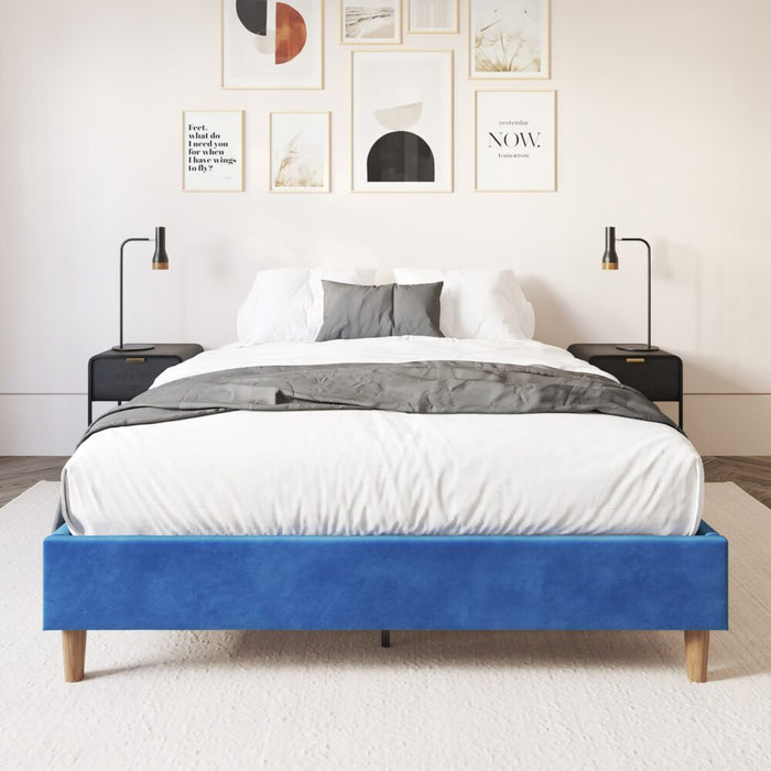 Velvet Blue Bed Frame &#8211; Double