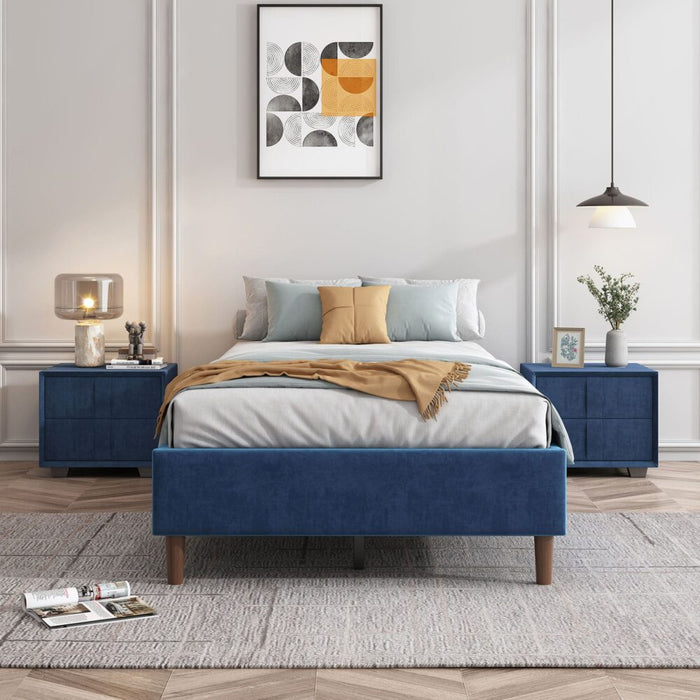 Velvet Blue Bed Frame &#8211; Double