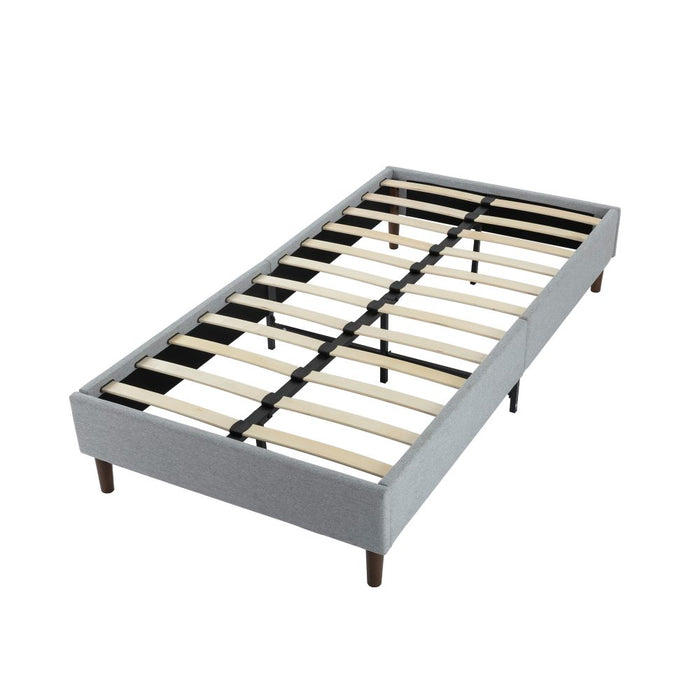 Bedframe with Wooden Slats (Light Grey) &#8211; Single