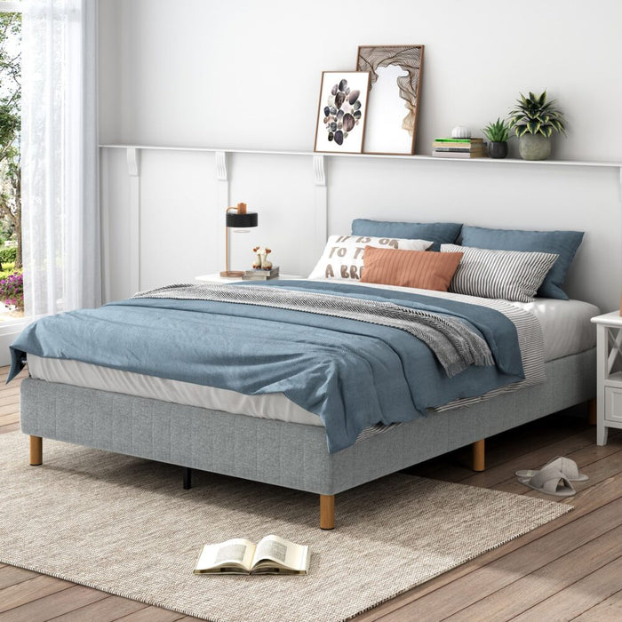 Metal Bedframe Mattress Foundation (Light Grey) &#8211; Double