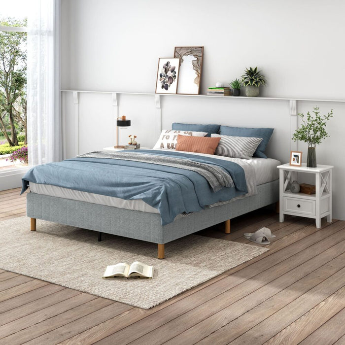 Metal Bedframe Mattress Foundation (Light Grey) &#8211; Double