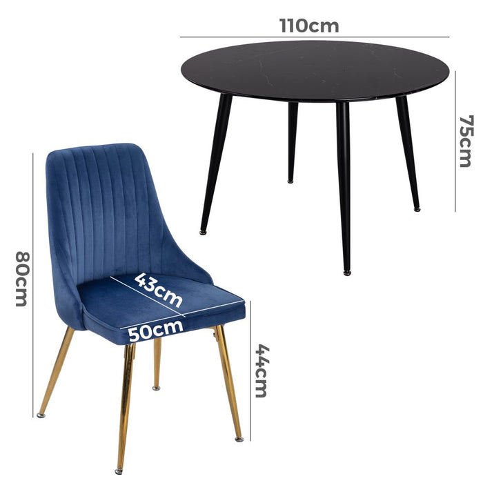 Blue Velvet Bistro Dining Set