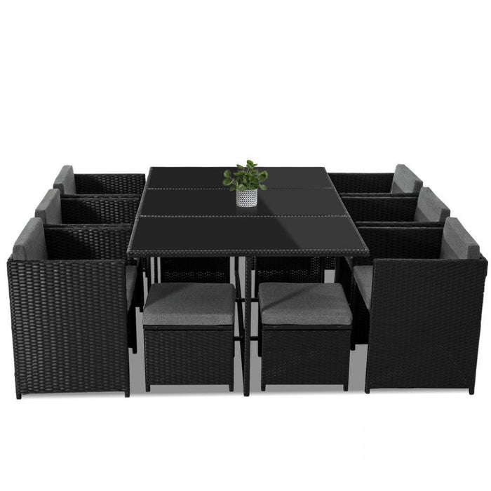 Bali 11 Piece Outdoor Dining Set Black