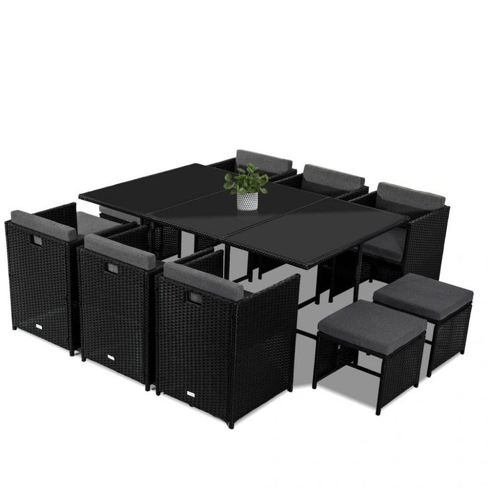 Bali 11 Piece Outdoor Dining Set Black