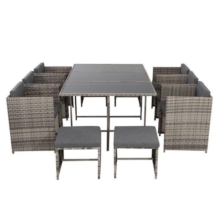 Bali 11 Piece Outdoor Dining Set Grey