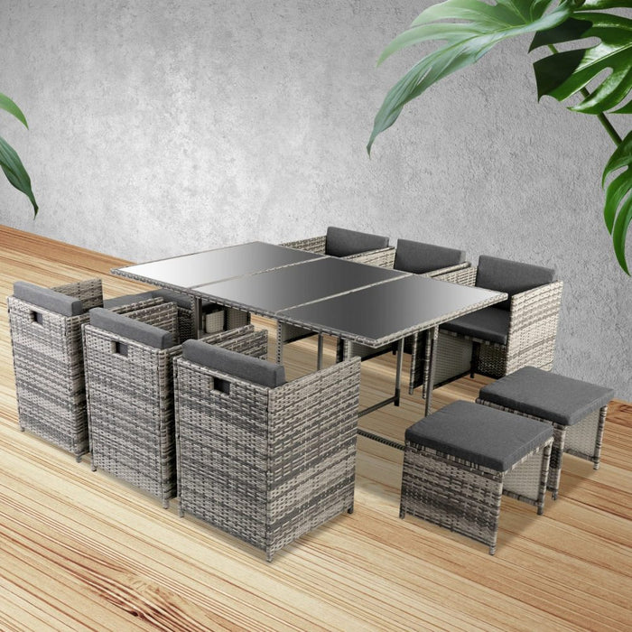 Bali 11 Piece Outdoor Dining Set Grey