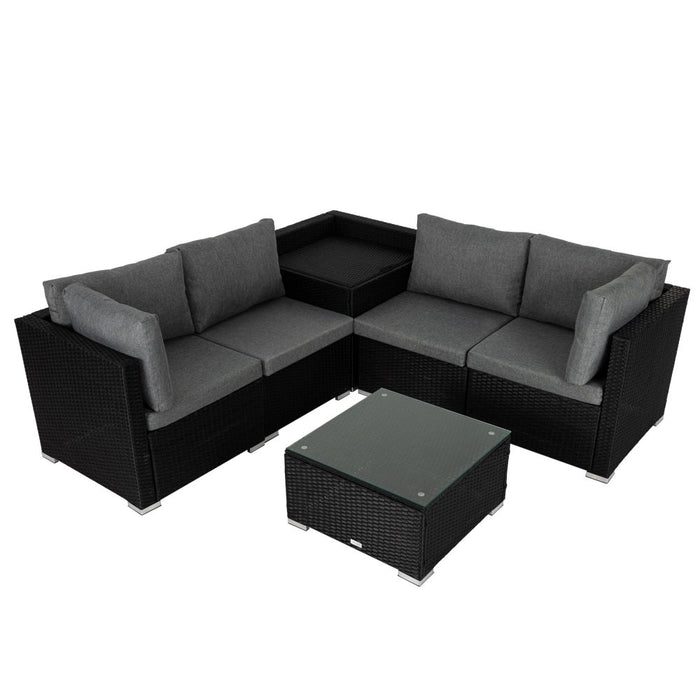 6PCS Outdoor Modular Lounge Sofa Coogee Black