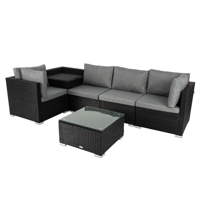 6PCS Outdoor Modular Lounge Sofa Coogee Black