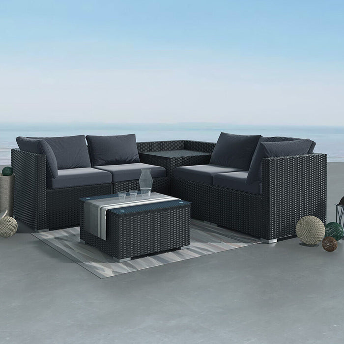 6PCS Outdoor Modular Lounge Sofa Coogee Black