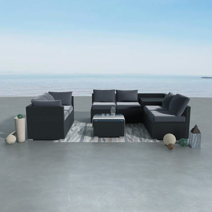 8PCS Outdoor Furniture Modular Lounge Sofa Lizard Black